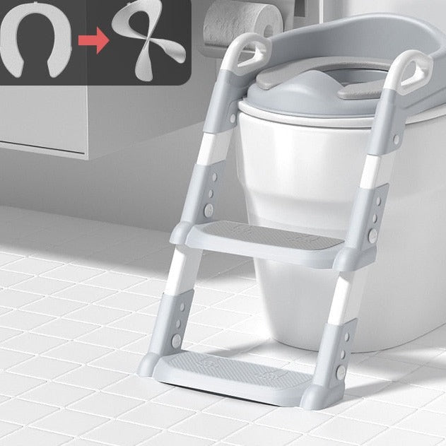 white and gray Stair Seat Toilet with cover 