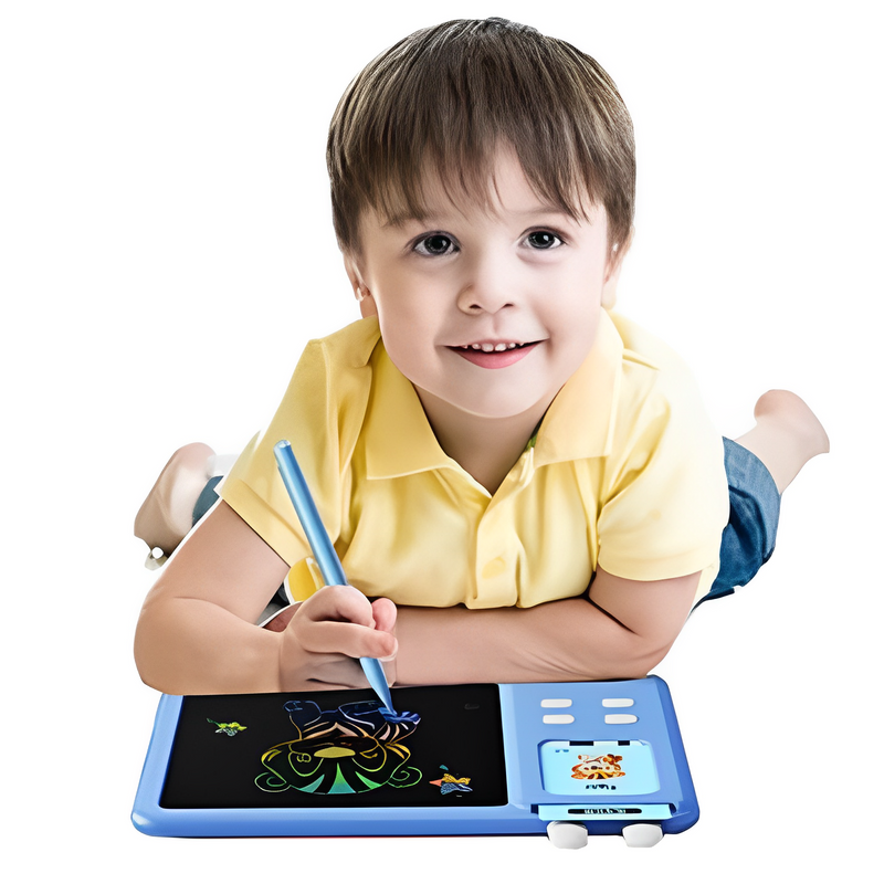 boy engaging with the Talking Flash Cards LCD Writing Tablet